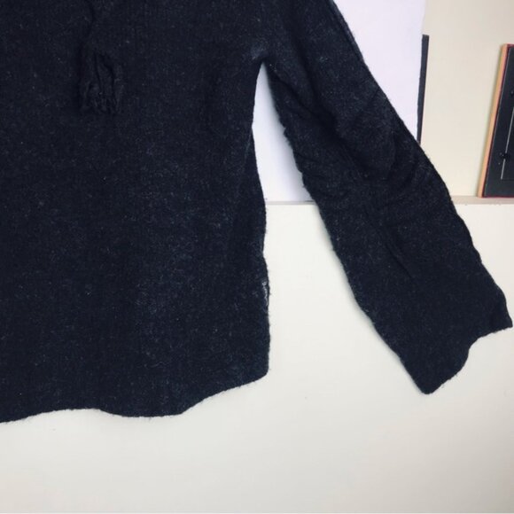 Armani Jeans Vintage Sweater Ruched Bell Sleeves Tassle Crop Stretch Cozy Hood 8 - Picture 7 of 16